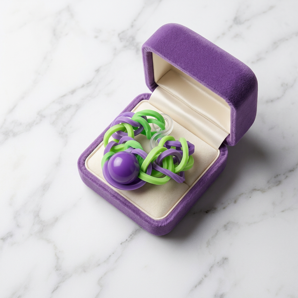 The Iris Ring presented in the maison's violet velvet case
